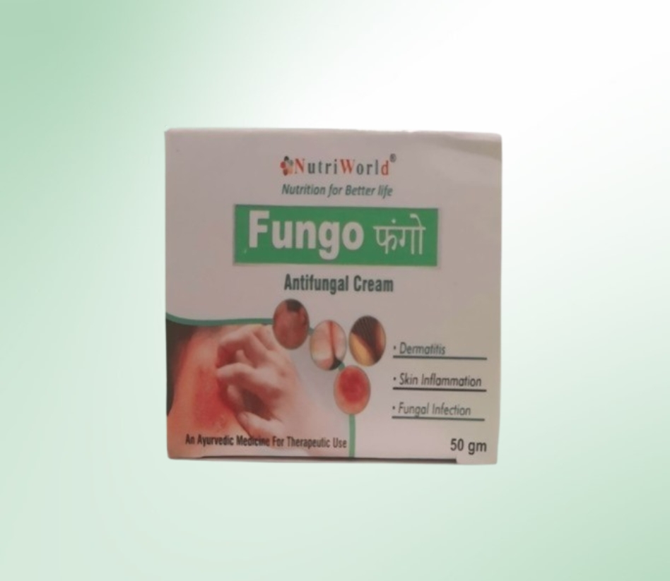 Fungo Anti-Fungal Cream – Ayurvedic Protection Against Fungal Infections!    Effectively treats  ringworm, dandruff, itching, and fungal infections with natural Ayurvedic ingredients. It soothes irritation, reduces inflammation, and promotes skin healing.    ? How to Use:   1. Clean the affected area.   2. Apply a small amount and massage gently.   3. Use for 6-7 daysfor best results.    Stay itch-free and protect your skin naturally!