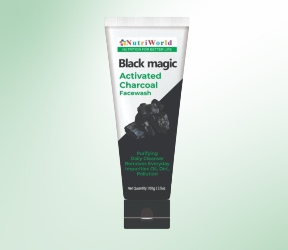 Nutriworld Black Magic Facewash – Deep Cleansing & Skin Detox :  Experience the power of activated carbon with Nutriworld Black Magic Facewash. This advanced formula deeply cleanses, removes impurities, and prevents acne while maintaining your skin’s natural hydration. It unclogs pores, reduces blackheads, and supports a healthy skin microbiome, leaving your skin fresh, smooth, and radiant. Suitable for all skin types—gentle yet effective for daily use!