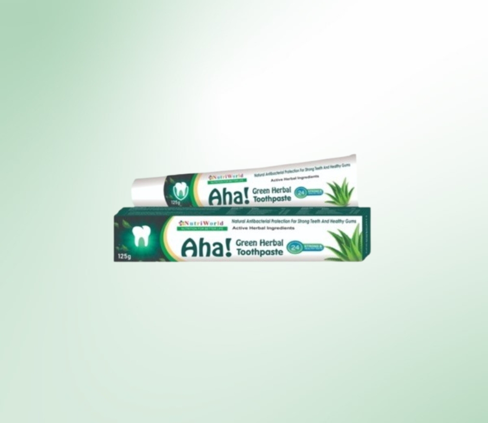 Aha! Green Toothpaste – Natural Care for a Healthier Smile : Aha! Green Toothpaste, now in a 125g pack, features an improved formula enriched with aloe vera, herbal extracts, and chlorophyll. It promotes gum health, prevents plaque buildup, and naturally freshens breath. With its plant-based ingredients and antibacterial properties, Aha! Green offers a refreshing and eco-friendly approach to oral care. Try it for a cleaner, healthier mouth!