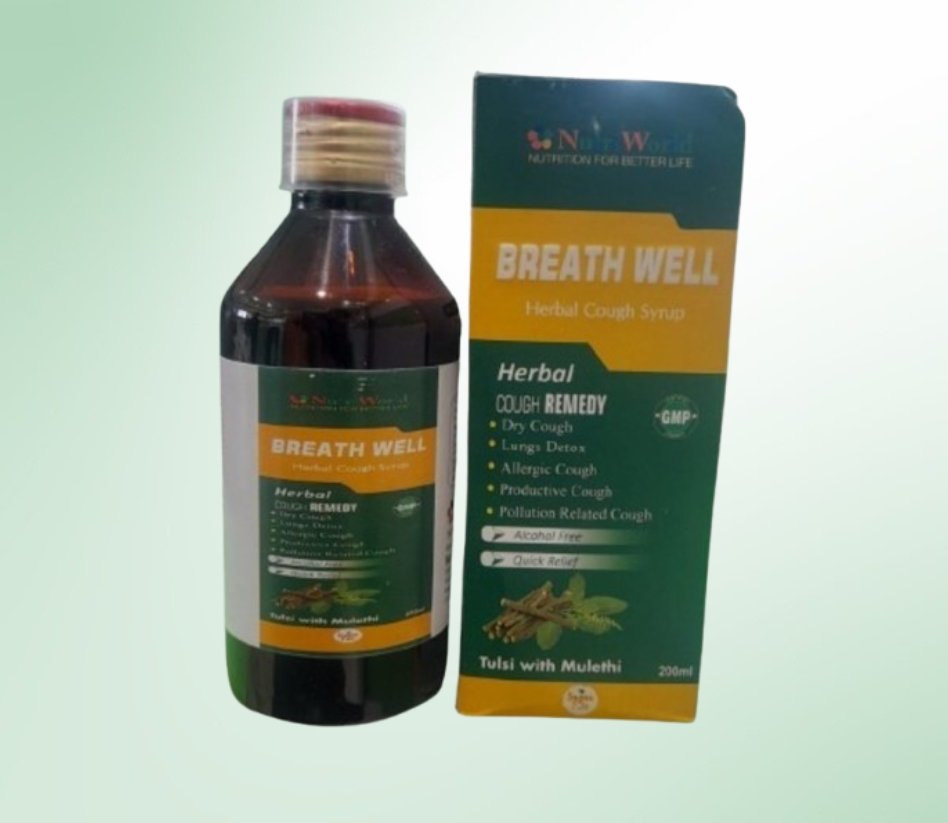 Breath Well Syrup – Natural Lung Care :    An Ayurvedic remedy for cough, congestion, and respiratory issues. Clears mucus, eases breathing, and supports lung health naturally.