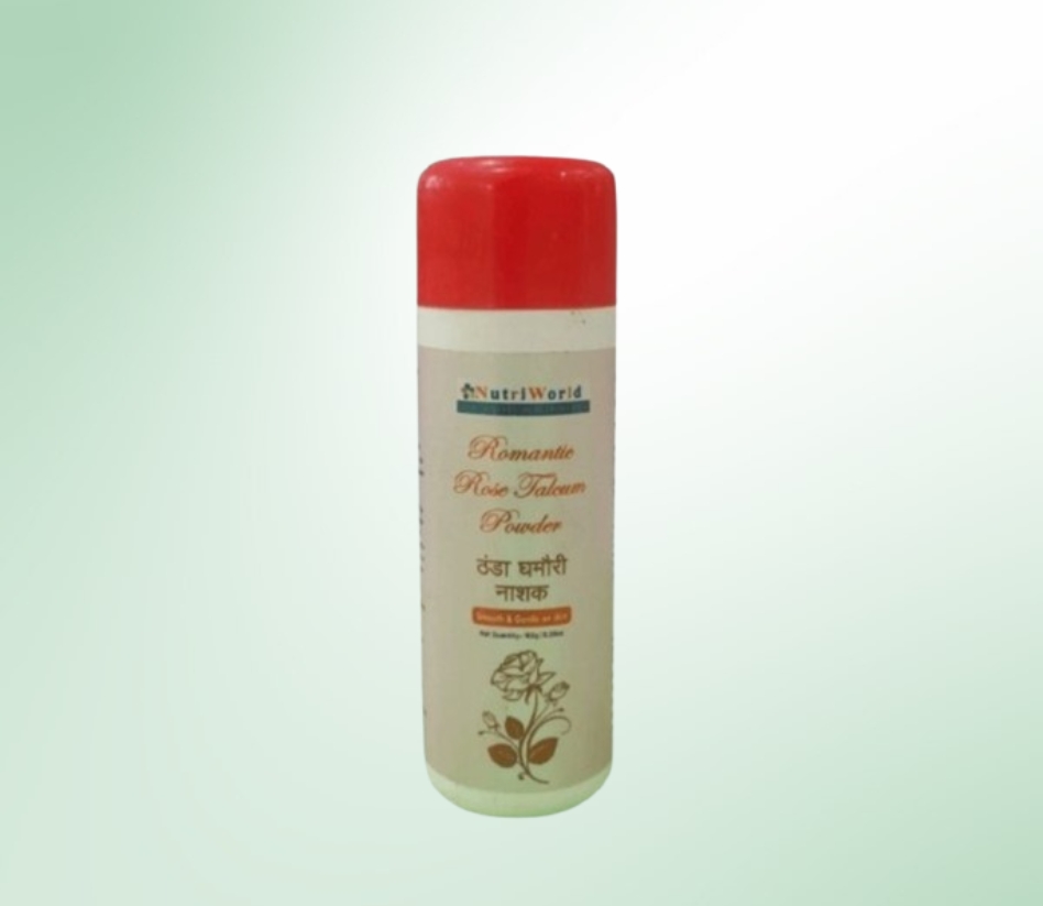 NutriWorld Talcum Powder – All-Day Freshness  Stay cool and comfortable with NutriWorld Talcum Powder. It absorbs excess moisture, prevents irritation, and provides an instant cooling effect. Gentle, lightweight, and perfect for daily use, it keeps your skin fresh and dry all day.