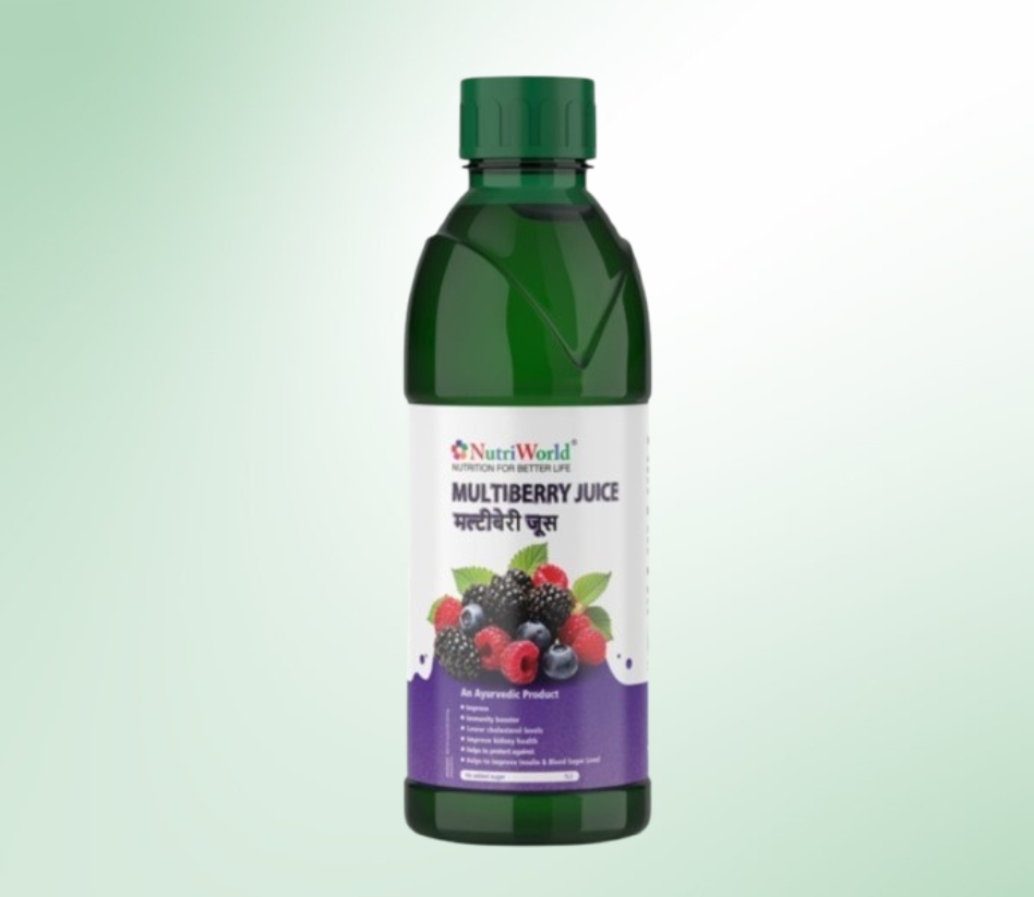 <h3>Nutriworld Multi Berry Juice</h3>          <p>Nutriworld Multi Berry Juice is a blend of nutrient-rich berries like Acai, Blackberry, Raspberry, Cranberry, Strawberry, Gooseberry, and Mulberry. Packed with antioxidants, vitamins, and flavonoids, this juice supports immunity, digestion, and overall wellness. Consume 20ml morning and evening for best results.</p>