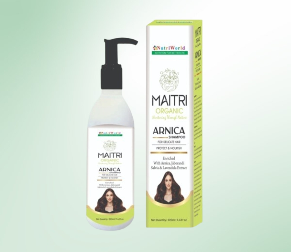 NutriWorld Herbal Shampoo – The Power of Arnica, Jaybrandy Salvia & Lavender :    NutriWorld Herbal Shampoo is enriched with the natural goodness of Arnica, Jaybrandy Salvia, and Lavender, offering a perfect blend for scalp nourishment and hair health. Arnica strengthens hair follicles and reduces hair fall, Jaybrandy Salvia enhances scalp circulation for thicker hair, and Lavender provides a soothing, aromatic experience. This gentle yet effective shampoo helps reduce inflammation, promotes healthy hair growth, and leaves hair silky smooth with a calming fragrance. Suitable for all hair types, it’s the ideal choice for naturally beautiful and manageable hair!