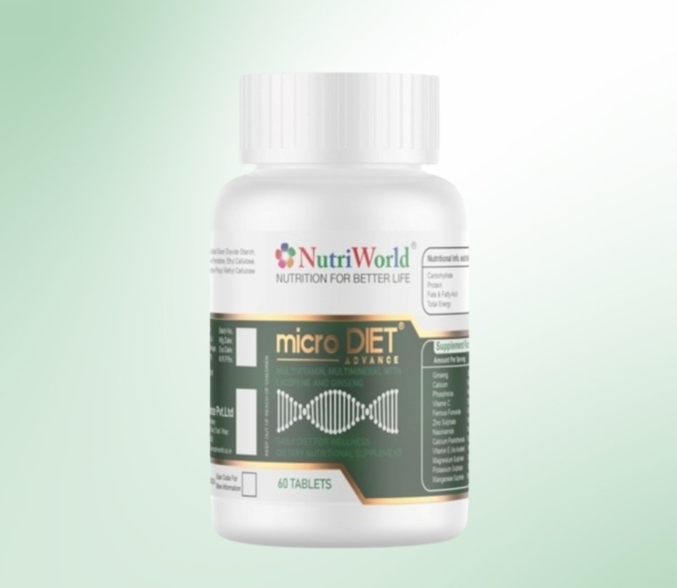 <h3><strong>Micro Diet Advance – Advanced Antioxidant Tablets</strong></h3>          <p><strong>Micro Diet Advance</strong> is a powerful health supplement enriched with five <strong>advanced antioxidants</strong>: <strong>Green Tea</strong>, <strong>Pine Bark</strong>, <strong>Grape Seed</strong>, <strong>Biotin</strong>, and <strong>Beta Carotene</strong>. These ingredients help <strong>boost immunity</strong>, <strong>enhance fat burning</strong>, <strong>support heart health</strong>, <strong>improve skin and hair</strong>, and <strong>protect against various diseases</strong>.</p>          <p>With a potent blend of essential nutrients, it promotes <strong>overall well-being</strong> and <strong>vitality</strong>.</p>          <h2><strong>Dosage:</strong></h2>     <p>Take <strong>one tablet</strong> with <strong>morning and evening meals</strong> for <strong>optimal benefits</strong>.</p>