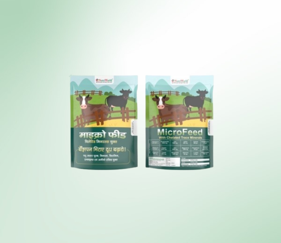      <p>Due to the lack of micronutrients in animal feed, various health issues arise in livestock.</p>     <p>MicroFeed helps in proper growth, improves fertility, and prevents miscarriages in animals.</p>     <p>It also increases appetite, enhances overall health, and boosts milk production.</p>