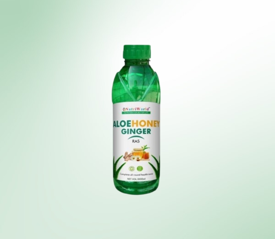<h4>Aloe Vera with Honey & Ginger</h4>          <p>Aloe Vera with Honey & Ginger is a natural health booster that enhances immunity, aids digestion, detoxifies the body, and relieves respiratory issues. Honey strengthens immunity, ginger improves digestion, and Aloe Vera provides overall wellness benefits.</p>      <p>This combination is suitable for all seasons and is ideal for those who find pure Aloe Vera difficult to consume. The addition of honey and ginger enhances its taste, making it more enjoyable and beneficial for daily health maintenance.</p>